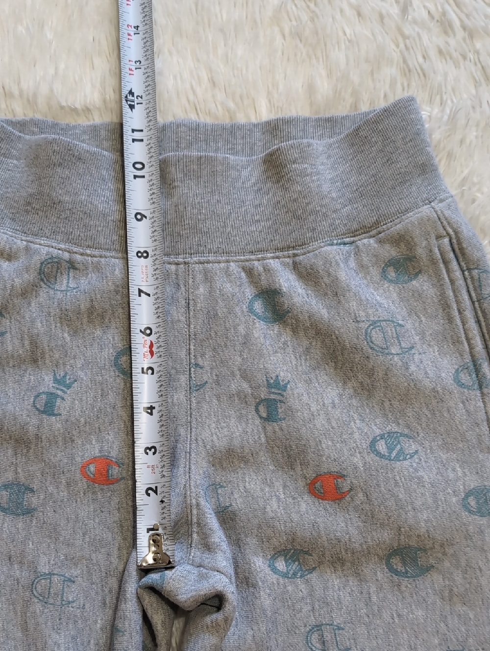 Champion Reverse Weave Grey Allover Blue/Orange Logo Sweatpant Jogger Small - Picture 10 of 11